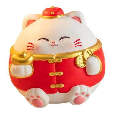 Imagem de WeiLaiKeQi Cofrinho em forma de gato da sorte, estatueta decorativa para mesa, lareira, quarto, prateleira, escrivaninha, decoração de casa, Lingote Pequeno