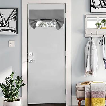 Imagem de Cortina de porta francesa para sala de aula, pequenas sanefas com isolamento térmico, redução de ruído, capa blackout para decoração de dia das bruxas, 66 cm L x 45 cm C, cinza, 1 painel