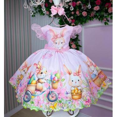 Imagem de Vestido Coelhinho Rosa Bebê Marie - Tecido Misto com Forro, 1, Pastel 