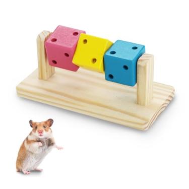 Imagem de MultiValue Brinquedos de mastigar hamster, brinquedos de enriquecimento de hamster de madeira, brinquedos fofos para mastigar dentes, hamsters, acessórios para gaiolas para hamsters anões, animais de