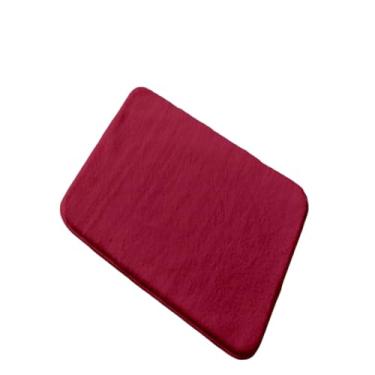 Imagem de Tapete absorvente macio de microfibra antiderrapante para cozinha ou banheiro e quarto(cor sólida vinho)