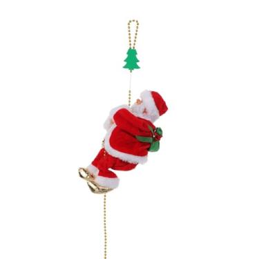 Imagem de Papai Noel escalado com música, enfeite de Natal com Papai Noel, presente de árvore de Natal, decoração de festivais