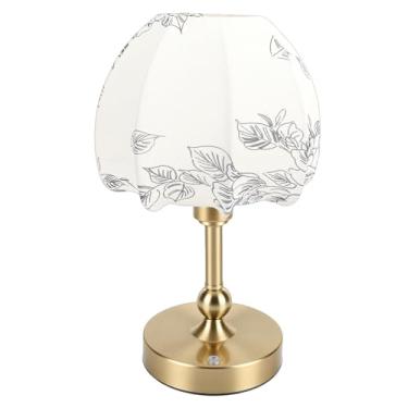 Imagem de ASHATA Candeeiro de Mesa LED Sem Fio, Candeeiros de Mesa Portáteis Com Sombra de Tecido, Iluminação Alimentada por Bateria Recarregável de 1200mAh Luz Noturna Regulável, Decoração