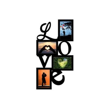 Imagem de Mural De Fotos Love Decorativa Enfeite Painel De Fotos Preto - Mdf Sto