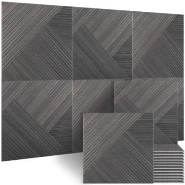 Imagem de BUBOS Painéis acústicos grandes, pacote com 6 painéis de parede à prova de som com impressão de padrão de madeira, tamanho total 70,8 x 47,2 polegadas painéis decorativos absorventes de som para
