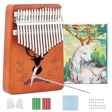 Imagem de Kalimba 17 Teclas em Madeira, Kalimba Piano de Polegar com Instruções de Estudo e Martelo de Afinação, Piano de Polegar Kalimba, Presente de Piano de Dedo Mbira, Instrumentos Musicais Kalimba