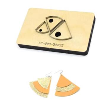 Imagem de YJIUYUANQ Corte de metal de couro, faça você mesmo, cortador de perfuração, aço de liga para brincos feitos à mão em forma de leque