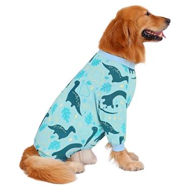 Imagem de HDE Pijama de cachorro macacão de uma peça leve pijama de cachorro camisa para cães M-3GG dinossauros - 2GG