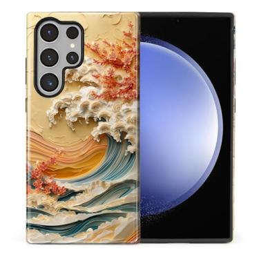 Imagem de casesok Capa para Samsung Galaxy S23 Ultra, capa rígida de camada dupla + capa de telefone de silicone, proteção total à prova de choque para Samsung Galaxy S23 ultra-outono flor onda outono floral