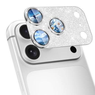 Imagem de imluckies Protetor de lente de câmera para iPhone 17 Pro Max com glitter, [TODOS os metais] Vidro temperado brilhante diamante placa de cobertura para câmera proteção de tela brilhante, 9H