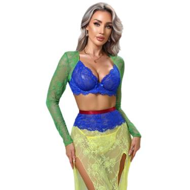 Imagem de VENUS ALLURE Conjunto de lingerie feminina sexy de princesa – fantasia cosplay de conto de fadas fantasia dragão, Multi, P