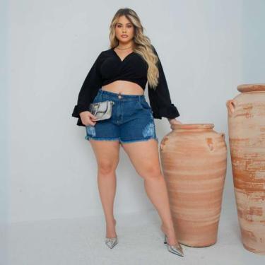 Imagem de Blusa Cropped Amarração Plus Size - Donna Lu, Unico