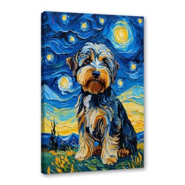 Imagem de Pôster colorido abstrato Van-Gogh com pintura a óleo floral noite estrelada impressão de animais engraçados para decoração de casa e sala de estar (SKU6,16x60 cm), emoldurado (tela embrulhada))