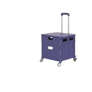 Imagem de Caixa de armazenamento multifuncional de grande capacidade para veículos, carrinho de compras dobrável, organizador universal de porta-malas de carro (roxo)