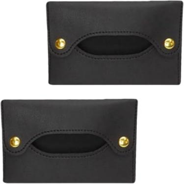 Imagem de Porta-lenços de bolso com 2 peças – Porta-lenços | Bolsa de viagem para lenços | Toalha de papel de bolso | Suporte para saco de lenços | Capa de couro PU para toalha de papel | Bolsa de papel | Bolsa
