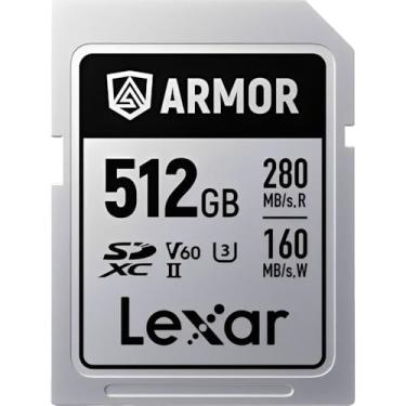 Imagem de Lexar Armor Silver Pro Cartão de Memória SDXC 512GB, UHS-II V60 U3, Velocidade de Leitura 280MB/s, Velocidade de Gravação 160MB/s, Aço Inoxidável, IP68