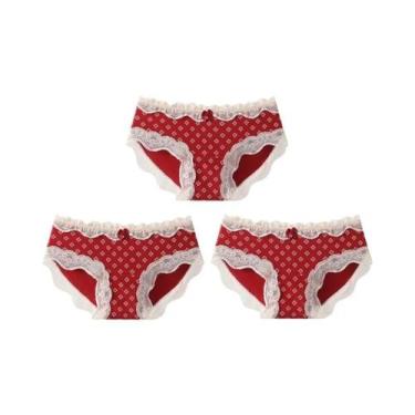 Imagem de Conjunto De Calcinhas De Renda De Natal Para Mulheres, Algodão, Sem Co