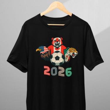 Imagem de Camiseta Infantil Adulto Copa do Mundo 2026 Aguia Urso Onça 100% Algod