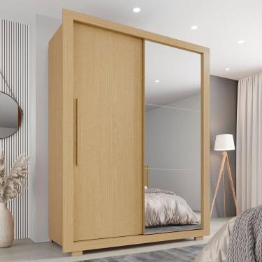 Imagem de Guarda-roupa com Espelho Solteiro 2 Portas 2 Gavetas Costa Rica Jequitiba