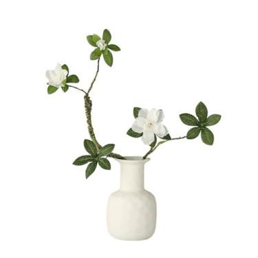 Imagem de KEG801302 Flores falsas, árvore falsa, vaso de cerâmica branca, decoração de sala de estar, decoração de arranjo de simulação