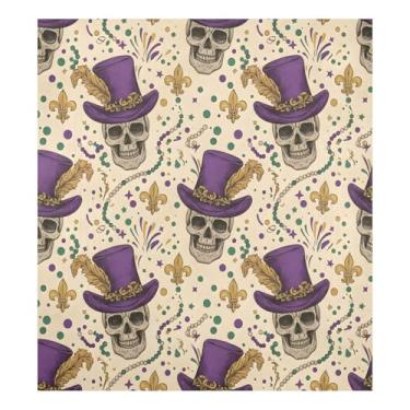 Imagem de Blueangle Caveira Mardi Gras capa magnética para lava-louças, decoração da capa frontal da máquina de lavar louça, adesivos de eletrodomésticos, adesivos de eletrodomésticos, 58 cm C x 66 cm adesivo