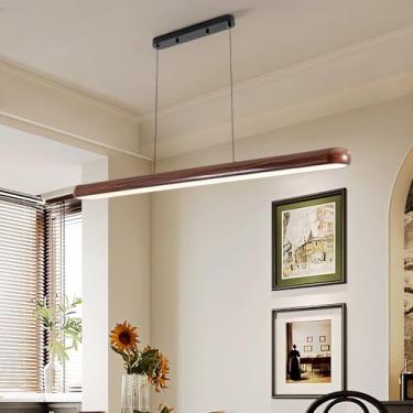 Imagem de Luminária pendente LED linear para ilha de cozinha, sala de jantar, lustre com intensidade regulável e controle remoto para mesa de jantar, cozinha, escritório, bar, loja, luminária suspensa