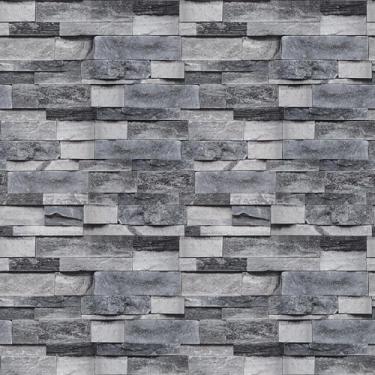 Imagem de MS magic Papel de parede de tijolo descasque e cole 45 cm x 1,000 cm papel de parede de tijolo falso cinza 3D autoadesivo removível vintage texturizado papel de contato para lareira cozinha decoração