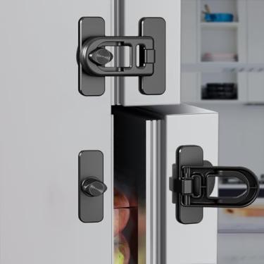 Imagem de KIZZHISI Pacote com 5 fechaduras de armário para bebês – Bloqueio de geladeira à prova de crianças adesivo sem ferramentas, trava de forno, segurança para crianças, trava de geladeira, máquina de