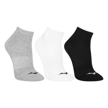 Imagem de Kit Meia Cano Curto Mizuno Prime 3 Pares, Cinza, 39/44
