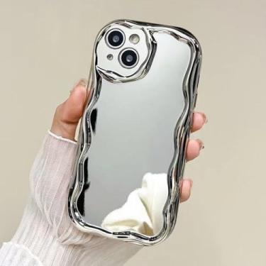 Imagem de Capa de espelho de maquiagem com revestimento de luxo para iPhone 16, 15, 14, 13 Pro Max, 13 Pro, 12, 11, galvanizada, prateada, macia, à prova de choque, para iPhone 13
