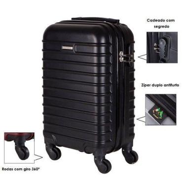Imagem de Mala de bordo capacidade 10kg para viagem - Ultra Leve, Preto