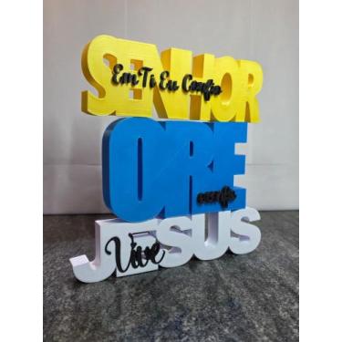 Imagem de Kit Letreiro decorativo cristão, frases bíblicas, devocional, cantinho