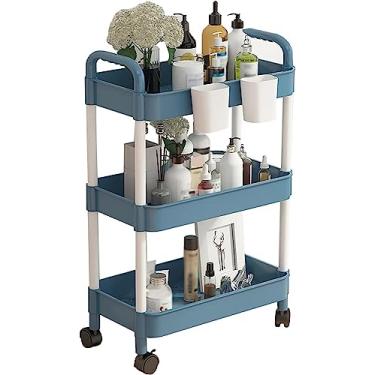 Imagem de Carrinho de acrílico para salão de beleza com rodas silenciosas, suporte de armazenamento de 3 níveis, design resistente, recurso de freio, organizador multicamadas para ferramentas de cabelo, verde