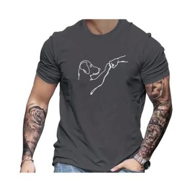 Imagem de Camiseta Masculina Slim Fit De Verão 100% Algodão Com Estampa De Desen