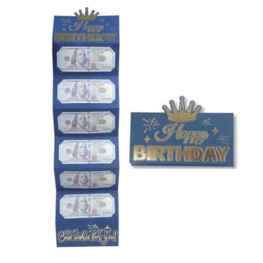 Imagem de Envelope de dinheiro de feliz aniversário para presentes, livro de cartões de presente de dinheiro, livreto de envelopes de ouro preto revestido de dinheiro para porta-cartões de presente, para ideias