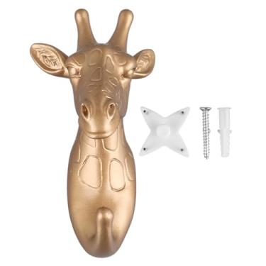 Imagem de Gancho de parede em forma de animal, gancho decorativo de resina para casaco, toalha, organizador de joias, decoração de casa, material ecológico durável (girafa dourada)