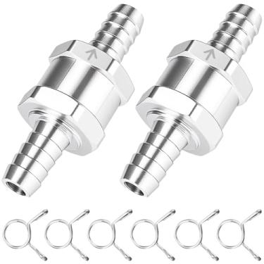 Imagem de 2 peças de válvula de retenção de alumínio de 10 mm (3/20.3 cm), válvula de retenção unidirecional para combustível/óleo/gás/gasolina/diesel, válvula antirefluxo para sistemas automotivos