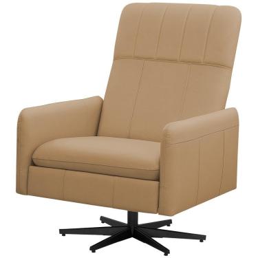 Imagem de Poltrona Decorativa Giratória Retrátil Reclinável Lutor L06 Couro Marrom Claro - Lyam Decor