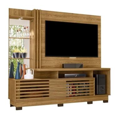 Imagem de Estante Home Theater Frizz Plus Para Tv Até 60 Polegadas Com Pés 2 Portas - Madetec Cumaru