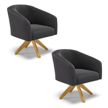 Imagem de Cadeira Sala De Jantar Giratória Ma30 Kit 2 Stella Bouclê D03 - D'rossi Cor Grafite