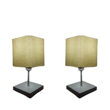 Imagem de Abajures Quadrados Md-2008br Cúpula Tecido Algodão Crú