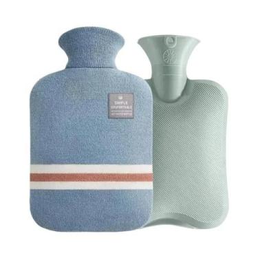 Imagem de Bolsa De Água Quente De Tricô Grosso Com Capa De Pelúcia Macia, Aquece