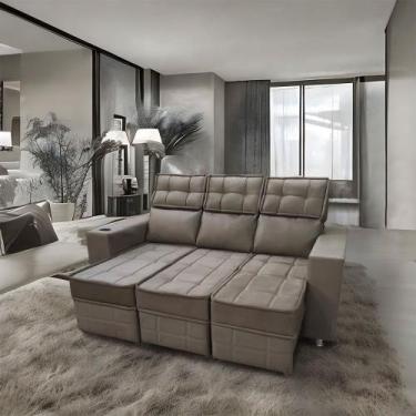 Imagem de Sofá Retrátil e Reclinável 3 lugares Londres 2.10cm C/Molas - Veludo -