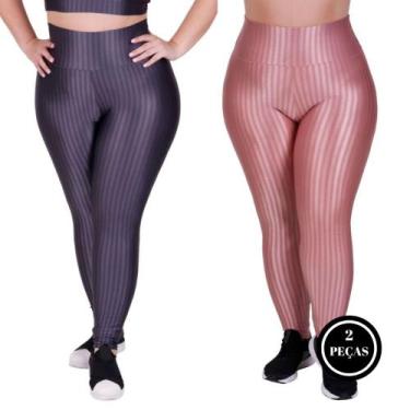Imagem de Kit 2 Calça Legging Cintura Alta Plus Size Fitness 46 48 50 52 54-c4 K