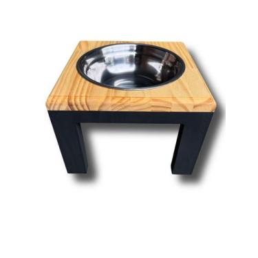 Imagem de Comedouro Elevado Unitário para Cães e Gatos Tamanho P Cor:MadeiraMode