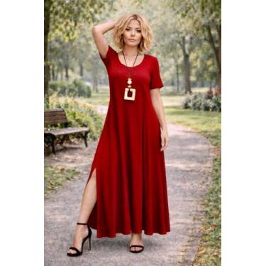 Imagem de Vestido Gola Canoa Com Bolso e Fenda Moda Femenina - modanascimento, V