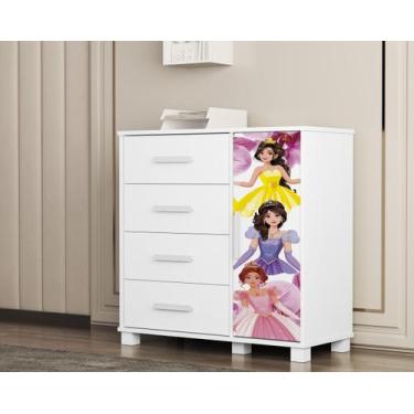 Imagem de Comoda em MDF Adesivada Infantil Livia Com Sapateira Resistente De MDF