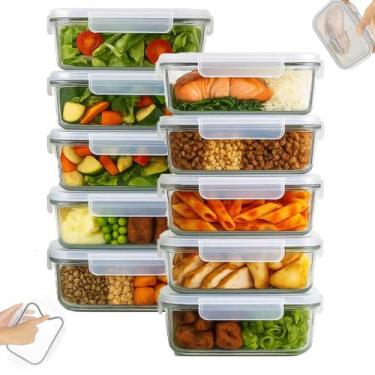 Imagem de Kit 10 Pote de Vidro Marmita com Tampa Hermético 640ml 4 Travas - Yab,