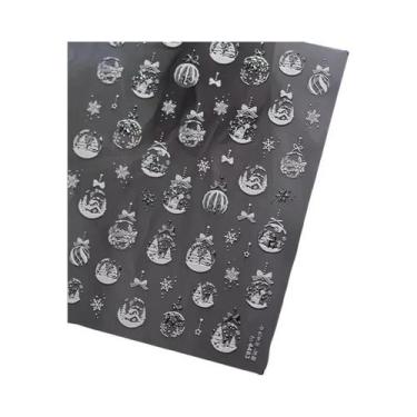 Imagem de Adesivos De Unha De Natal Com Floco De Neve Rosa, Decalques De Unha 5D