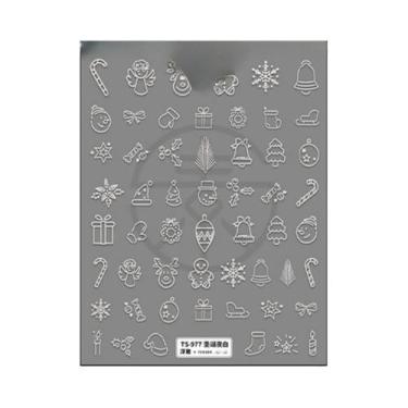 Imagem de Adesivos De Unha De Natal Com Floco De Neve Rosa, Decalques De Unha 5D